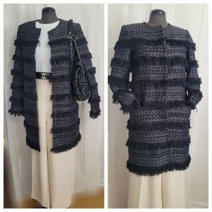 Tweed Fringe Coat / M